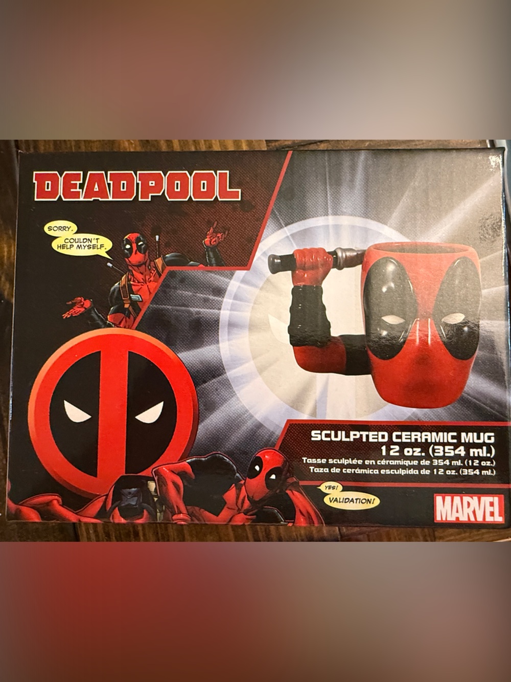 Marvel Deadpool Red and Black Sculpted Ceramic Mug - Licensed (12 oz.)